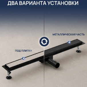 Душевой лоток Stworki Карлстад S356260BK двухсторонней решеткой 60 см