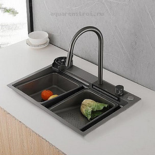 Кухонная мойка Abber Wasser Kreis AF2194NG 68х46 см цвет оружейная сталь