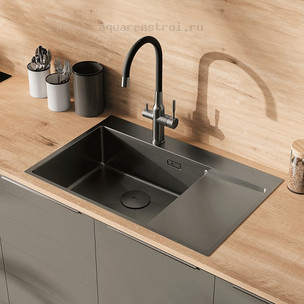 Кухонная мойка Lemark Kezadra 78х51 см 780L 9936151 цвет графит
