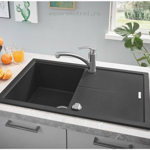 Кухонная мойка Grohe 31639AP0 K400 78x50 см цвет черный гранит Кухонная мойка Grohe 31639AP0 K400 78x50 см цвет черный гранит