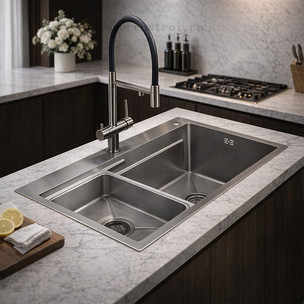 Кухонная мойка Azario Наоми AZG7546H 75х46 см цвет хром Кухонная мойка Azario Наоми AZG7546H 75х46 см цвет хром