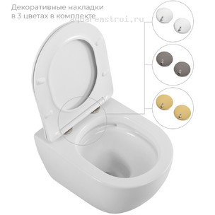 Унитаз подвесной с сиденьем микролифт Cezares Вектор (Stylus) CZR-6601-TH-TOR/SC цвет белый