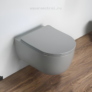 Унитаз подвесной с сиденьем микролифт AVS Диапазон 813-0009-L-T-MH цвет серый