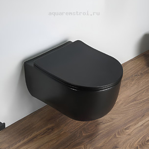 Унитаз подвесной с сиденьем микролифт AVS Диапазон 813-0009-L-T-MB цвет черный