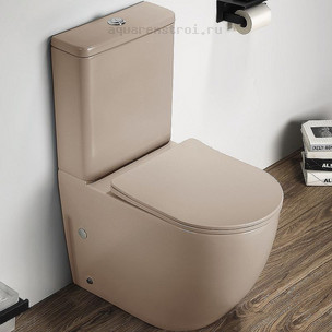 Унитаз-компакт с бачком и сиденьем микролифт CeramaLux 2166XMC цвет капучино